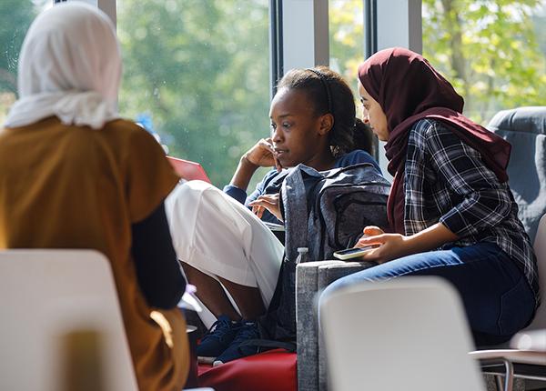 Students reading in library